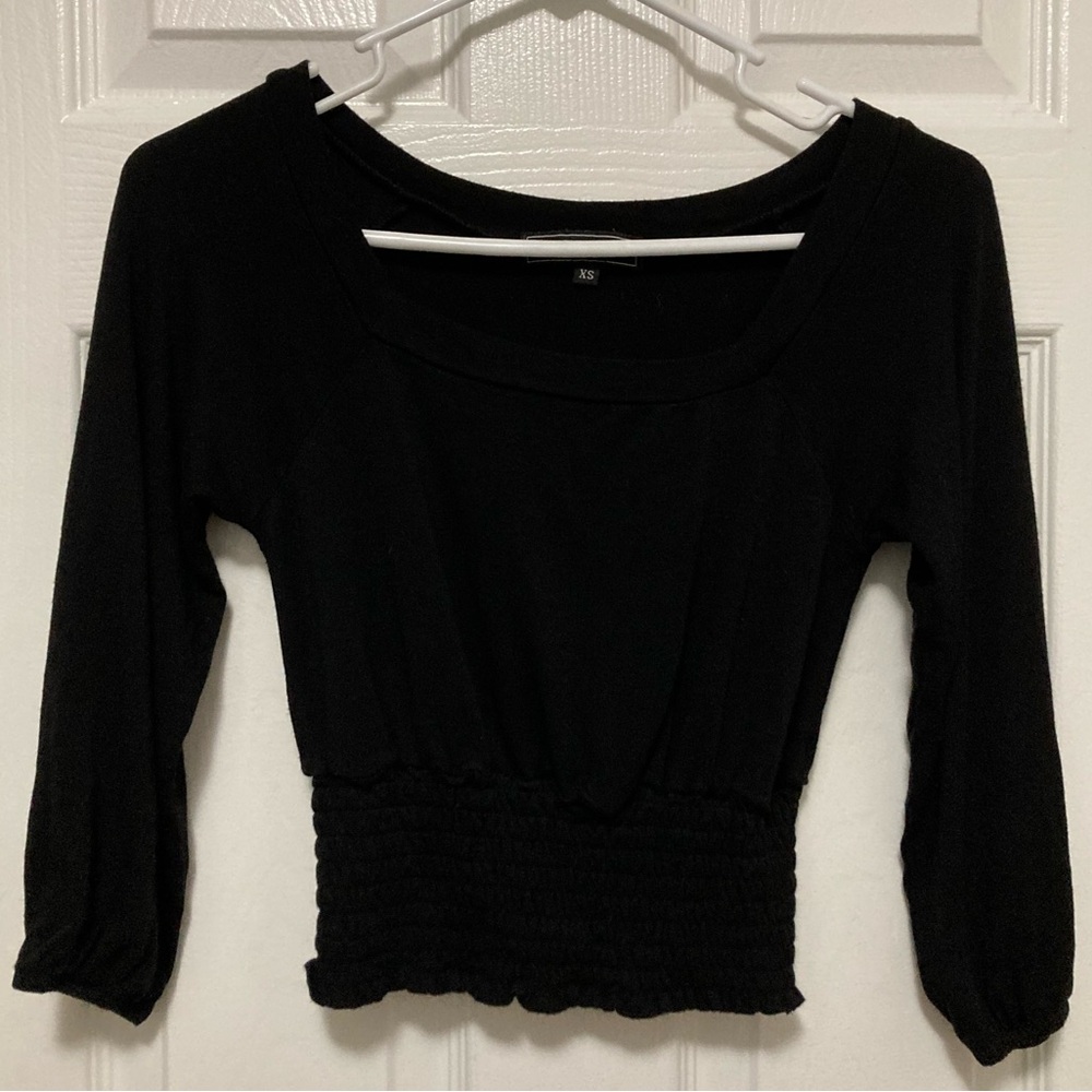 Vibe Black Y2K Women's Cropped Square Neck Blouse #IH